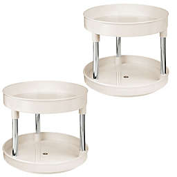 mDesign 2 Tier Spinning Lazy Susan Turntable Storage Tray, 2 Pack