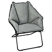 Costway-CA Folding Saucer Padded Chair Soft Wide Seat