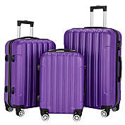 Infinity Merch 3-in-1 Multifunctional Traveling Suitcase Luggage Set in Purple