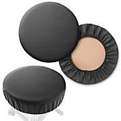 Saloniture 2-Pack Round Stool Seat Cover, Waterproof Slipcover for Swivel Chair or Barstool - Black