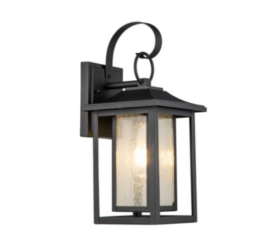 ELE Light & Decor Pearl Black Outdoor Hardwired Wall Lantern Sconce with No Bulbs Included