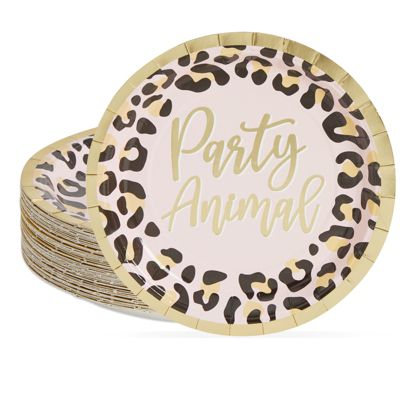 Sparkle and Bash Cheetah Print Paper Plates for Party Animal Safari Birthday Supplies (7 In, 48 Pack)
