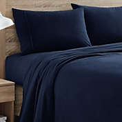 Sweet Home Collection   Flannel Sheets Warm and Cozy Deep Pocket Breathable All Season Bedding Set with Fitted, Flat and Pillowcases, Twin, Navy Blue