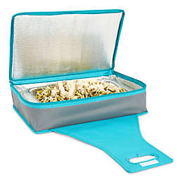 Juvale Insulated Casserole Carrier, Thermal Container for Lunch, Christmas, Thanks Giving Dishes (Teal and Grey, 16x10x4
