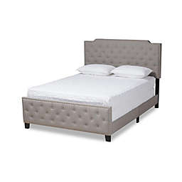 Baxton Studio  Marion Modern Transitional Grey Fabric Upholstered Button Tufted King Size Panel Bed