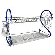 Better Chef 2-Tier 22 in. Chrome Plated Dish Rack in Blue