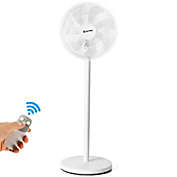 Slickblue 16 Inch Oscillating Pedestal 3-Speed Adjustable Height Fan with Remote Control-White