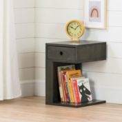 South Shore Sweedi Solid Wood 1-Drawer Nightstand - Black Wood