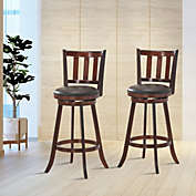 Costway Set of 2 Wood Swivel Counter Height Dining Pub Bar Stools with PVC Cushioned Seat-29"