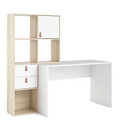 Tvilum Winston 1 Door 2 Drawer 4 Shelf Desk Oak Structure/White.