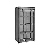SONGMICS Portable Closet, Wardrobe, Clothes Storage Organizer with 6 Shelves, 2 Clothes Hanging Rails, for Bedroom, Apartment, with Black Herringbone Pattern,