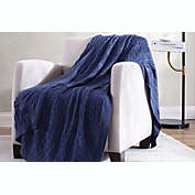The Nesting Company - Oak 100% Cotton Cable Knit Ultra Comfortable Throw Blanket 50" x 70" - Navy