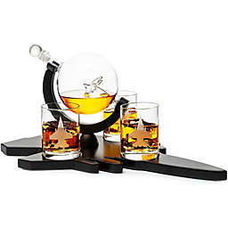 F16 Whiskey Decanter Set with 4 Fighter Jet Whiskey Glasses by The Wine Savant