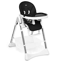 Slickblue Foldable High Chair with Large Storage Basket -Black