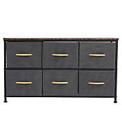 Infinity Merch 3-Tier Wide Dresser with 6 Easy Pull Fabric Drawers in Gray