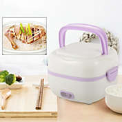 Stock Preferred 1L Portable Electric Lunch Box Mini Rice Cooker in Stainless Steel 175*175*135mm Purple