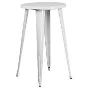 Flash Furniture Commercial Grade 24 Round White Metal Indoor-Outdoor Bar Height Table
