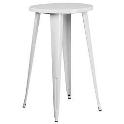 Flash Furniture Commercial Grade 24 Round White Metal Indoor-Outdoor Bar Height Table