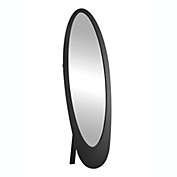 Contemporary Home Living 59&quot; Black and Clear Contemporary Wooden Framed Oval Floor Mirror