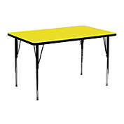 Flash Furniture 24&#39;&#39;W x 48&#39;&#39;L Rectangular Yellow HP Laminate Activity Table - Standard Height Adjustable Legs