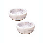 Global Crafts Handmade White Marble Pinch Bowls, Set of 2