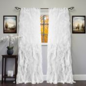 Sweet Home Collection   Chic Sheer Voile Vertical Ruffled Tier Window Curtain Panel, 108" Long, White