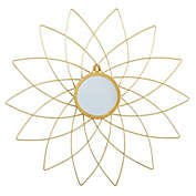 Nearly Natural 26" Gold Metal Flower Accent Wall Mirror
