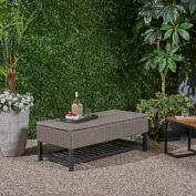 GDFStudio Martina Storage Bench with Rack, Wicker with Iron Frame