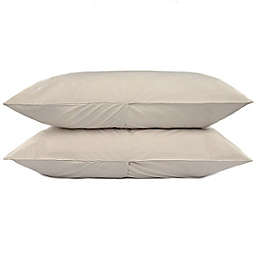 King 300 Thread Count 100% Cotton Percale Pillowcase Set - Putty