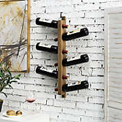 Kitcheniva Wall Mounted Burnt Solid Wood 6-Bottle Wine Rack