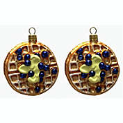 Blueberry Waffles with Butter Polish Glass Christmas Tree Ornament Set of 2 Food