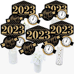Big Dot of Happiness New Year's Eve - Gold - 2022 New Years Eve Party Centerpiece Sticks - Table Toppers - Set of 15