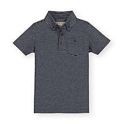 Hope & Henry Boys' Short Sleeve Polo Shirt, Navy Micro Stripe Jersey, 3-6 Months