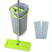 Easy Gleam Mop And Bucket Set Microfiber Flat Mop With Stainless Steel Handle, Innovative