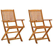 vidaXL Folding Patio Chairs 2 pcs Solid Eucalyptus Wood