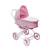 Badger Basket Co. Pink Gingham 3-in-1 Doll Pram, Carrier, and Stroller