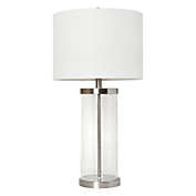 Elegant Designs Enclosed Glass Table Lamp with White Fabric Drum Shade - Brushed Nickel