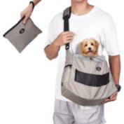 Ownpets Foldable Pet Sling Carrier, Dog and Cat Papoose Bag with Adjustable Opening & 3 Pockets for Daily Walks & Outdoor Travel, Breathable Shoulder Strap for Puppies, Small Dogs & Cats