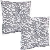 Sunnydaze Indoor/Outdoor Weather-Resistant Polyester Square Tufted Pillow with Zipper Closures - 19" - Gray Geometric - 2pk