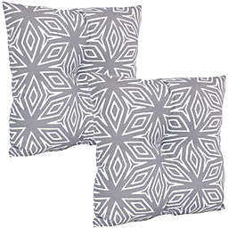 Sunnydaze 2 Indoor/Outdoor Tufted Back Cushions - 19 x 19-Inch - Gray Geometric