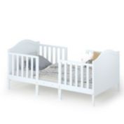 Slickblue 2-in-1 Classic Convertible Wooden Toddler Bed with 2 Side Guardrails for Extra Safety-White