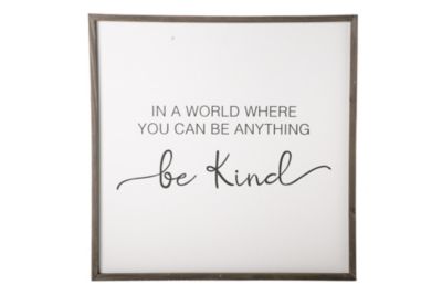 Urban Trends Collection Wood Rectangle Paper Printed Wall Art with "Be Kind" Writing Design Design Smooth Finish White