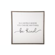 Urban Trends Collection Wood Rectangle Paper Printed Wall Art with "Be Kind" Writing Design Design Smooth Finish White