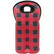 Wrapables Insulated Neoprene Wine Tote / Two Bottle / Red Checkered
