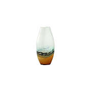 CC Home Furnishings 12" White and Brown Glass Flower Vase with Artistic Design