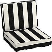 Arden Selections ProFoam EverTru Acrylic Deep Patio Cushion Seat Set, Onyx Black Cabana Stripe, 24 x 24 x 6"