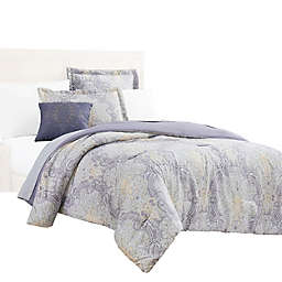Saltoro Sherpi Chania 8 Piece King Bed Set with Paisley Print The Urban Port, Purple and White-