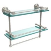 Allied Brass Dottingham 16 Inch Gallery Double Glass Shelf with Towel Bar