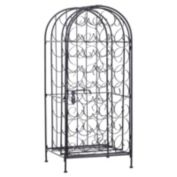 HOMCOM 35 Bottle Wrought Iron Wine Rack Jail with Lock - Black