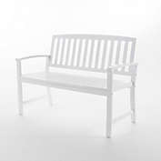 Contemporary Home Living 48.25" White Contemporary Rectangular Outdoor Bench with Back